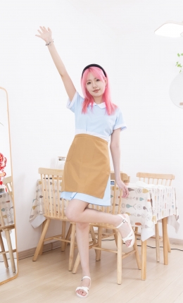 【袜啵啵】649期：小甜豆-平底凉鞋、裸足、纯白棉袜（中筒）、好利来裙子