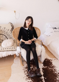 [袜啵啵] 053期：小甜豆-皮鞋 厚嘿丝 黑色雷丝船袜 [154P/1V/8.17G]