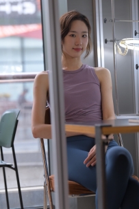 蓝色瑜伽裤运动系高挑【图+视】