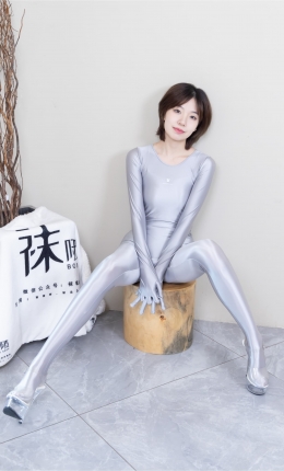 【袜啵啵】718期：小甜豆-高跟凉鞋、银色连体衣（连手连脚款）