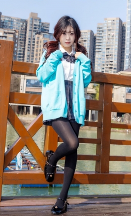 【丝恋摄影】020期：小梦-学院风、jk连衣裙、黑色丝袜、黑色小皮鞋