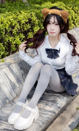 【丝恋摄影】009期：小梦-白色衬衫、碎花短裙、灰色丝袜、白色玛丽珍