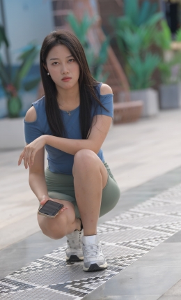 绿色瑜伽短裤美女【402P】