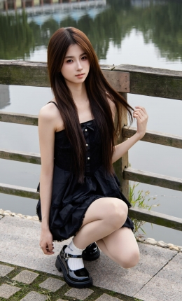 【足愉心摄影】第75期：小瑶（黑色连衣裙、肉色丝袜、白色棉袜、玛丽珍小皮鞋）