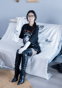 [袜啵啵]343期：甜甜圈-高跟长靴、黑丝、肉丝（两双丝袜叠穿）