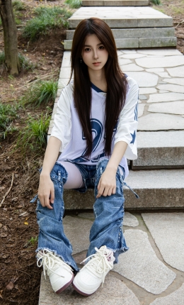 【足愉心摄影】第73期：小瑶（白色体恤、牛仔腿套、白色丝袜、白色棉袜、板鞋）